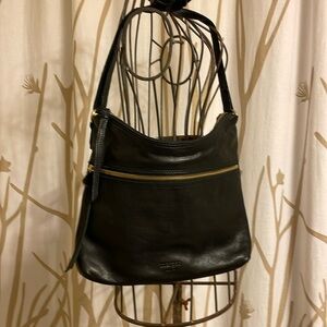 Margot New York Mary Scoop Double Zipper in Black Leather